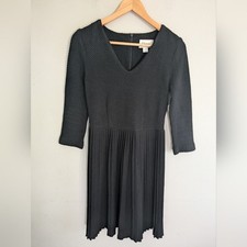 Ganni Black Pleated Midi Dress Size XS