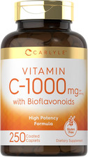 Vitamin C 1000Mg with Bioflavonoids 250 Caplets with Rose HIPS Vegetarian, Non-G