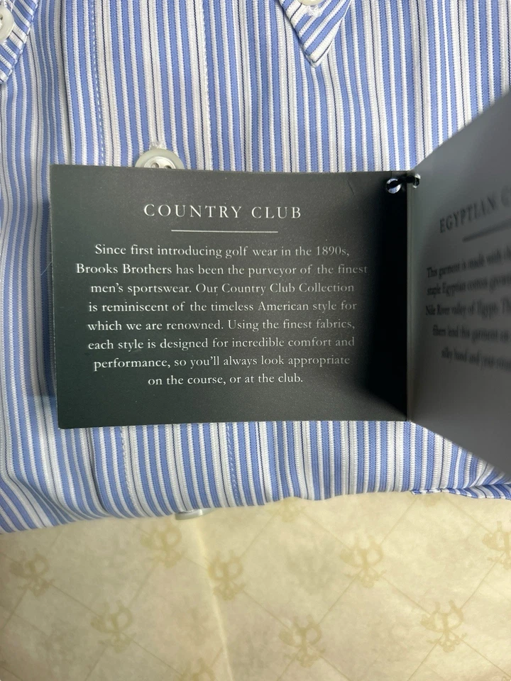 Camisa Brooks Brothers Country Club Algodón Abotonada XL/R Azul Rayas Nueva con Etiquetas Caja Foto 4 de 4
