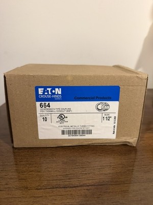 Eaton Crouse-Hinds Series 664 Compression Type Coupling 1 1/2  10Pcs.