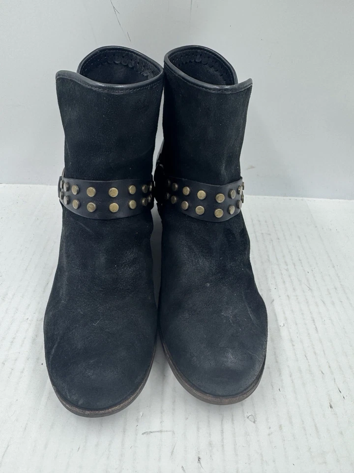 Botas Ugg Darling Para Mujer 9 Cuero Negro Arnés Pull On Botines Foto 4 de 4