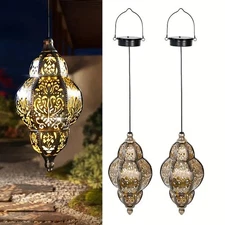 2 Pack Solar Powered Lantern Lights Waterproof Hanging Outdoor Garden Lamp Decor