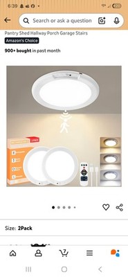 Rechargeable Ceiling Light 2Pack, 3 Color Motion Sensor Lights with Remote