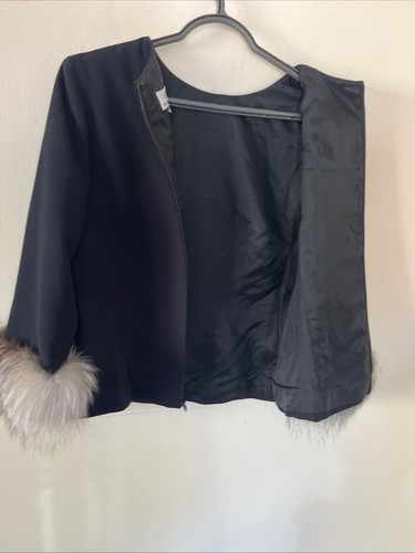 Vintage Chetta B Peter Noviello Sherrie Bloom 8 schwarz Abendtop Fellbündchen - Bild 8 von 8