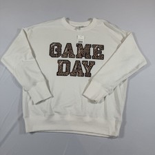 Cato Ivory White Sweatshirt with Leopard Print-NWT-Sz-S