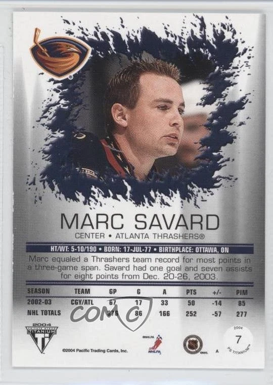 2003-04 Pacific Private Stock Titanium Retail Jersey Number /250 Marc Savard #7 - Image 2 of 2