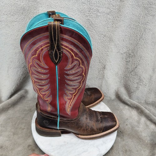 Ariat Shoes Womens Size 8 Circuit Shiloh Brown Leather Western Square Boots *GUC - Picture 4 of 13
