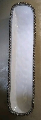 Pampa Bay Salerno Porcelain Cracker Tray, White & Silver