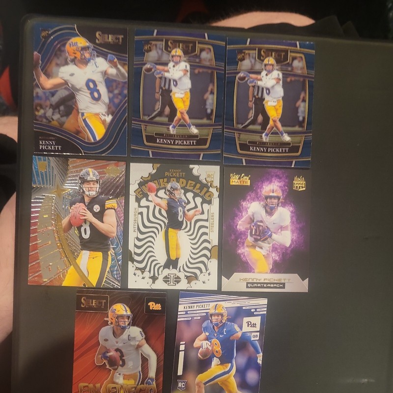 Kenny Pickett Rookie Card Lot(8). 2 base select, 1 field level, Funkadelic, SS11