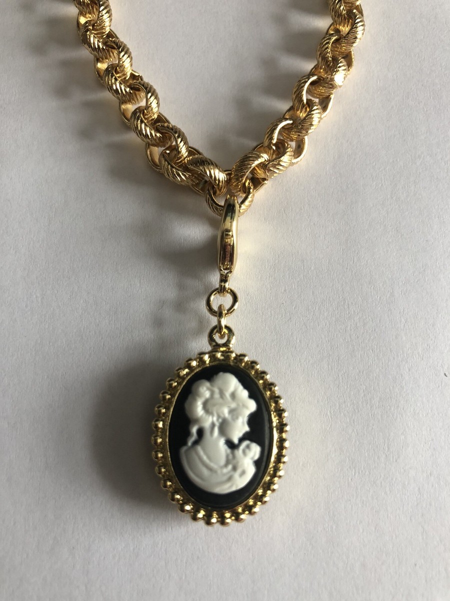 BEN AMUN 24K Gold Plated Cameo Giving Beauty Happiness Medallion Charm  Pendant