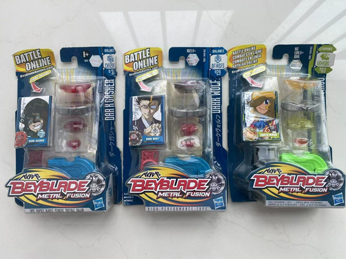 Hasbro Beyblade Metall FusionBB29 DUNKLER WOLF + BB31 DUNKLER GASHER + BB60 ERDE VIRGO - Bild 1 von 9