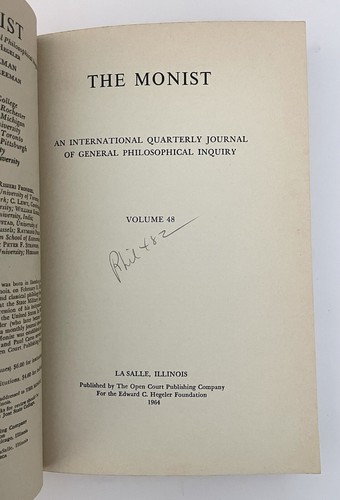 The Monist Lot Of 3 Paperback Books Edward C. Heleger Philosophy - Imagen 6 de 12
