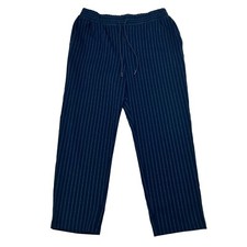 A New Day Women's Cropped Drawstring Straight Leg Sweatpants Striped Medium