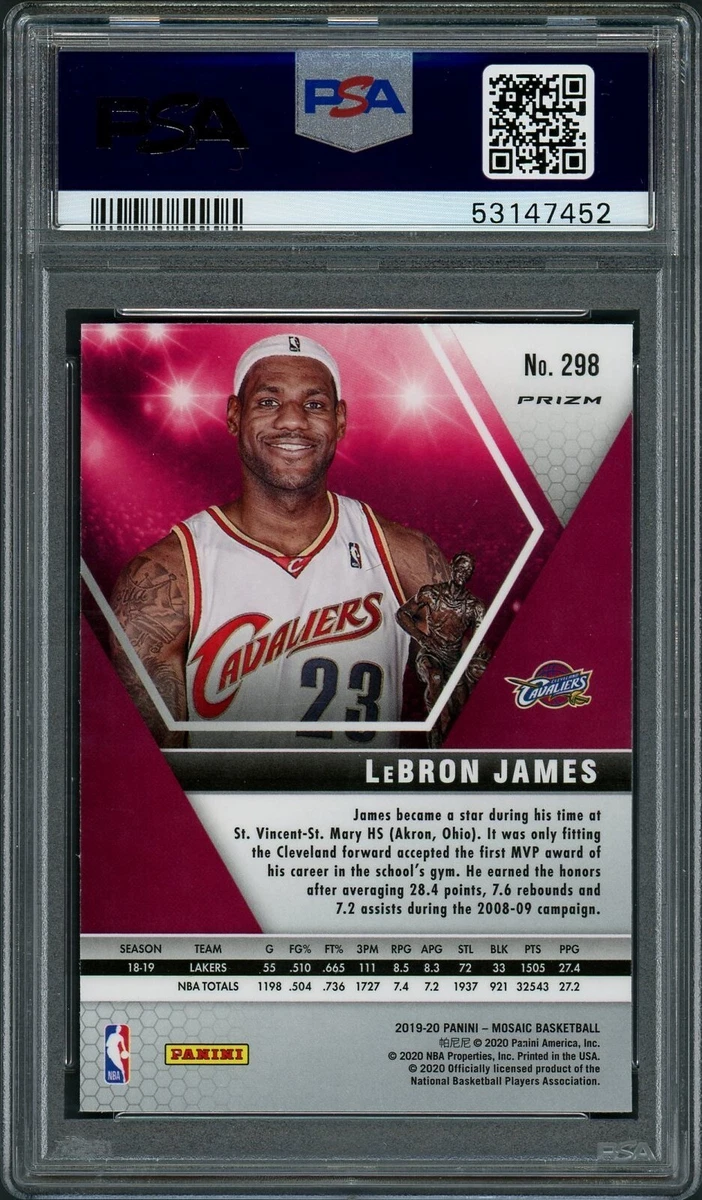 2019-20 Panini Mosaic LeBron James Silver Prizm Card #298 PSA 10