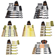Uimoso Ratchet Straps Tie Down Strap 2"x 8' ,15',27',30' w/J Hook/E-Track 8 Pack