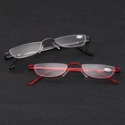 Reading Glasses Gunmetal Spring Hinges Half Moon Semi Rimless Readers +1.0~+4.0