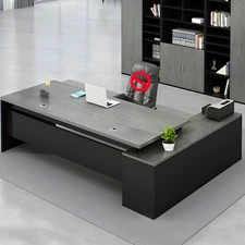 55'' Large Executive Office L-Shaped Computer Desk Industrial Business Furniture