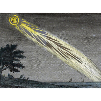 Komet Weltraum Nacht Landschaft Astronomie Radierung XL Wandbild Leinwandbild
