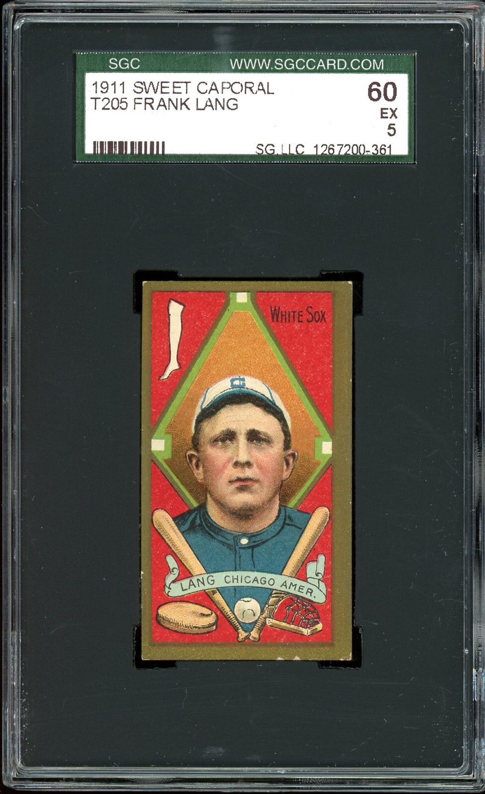 1911 T205 Gold Border Tobacco Frank Lang Lange SGC 5