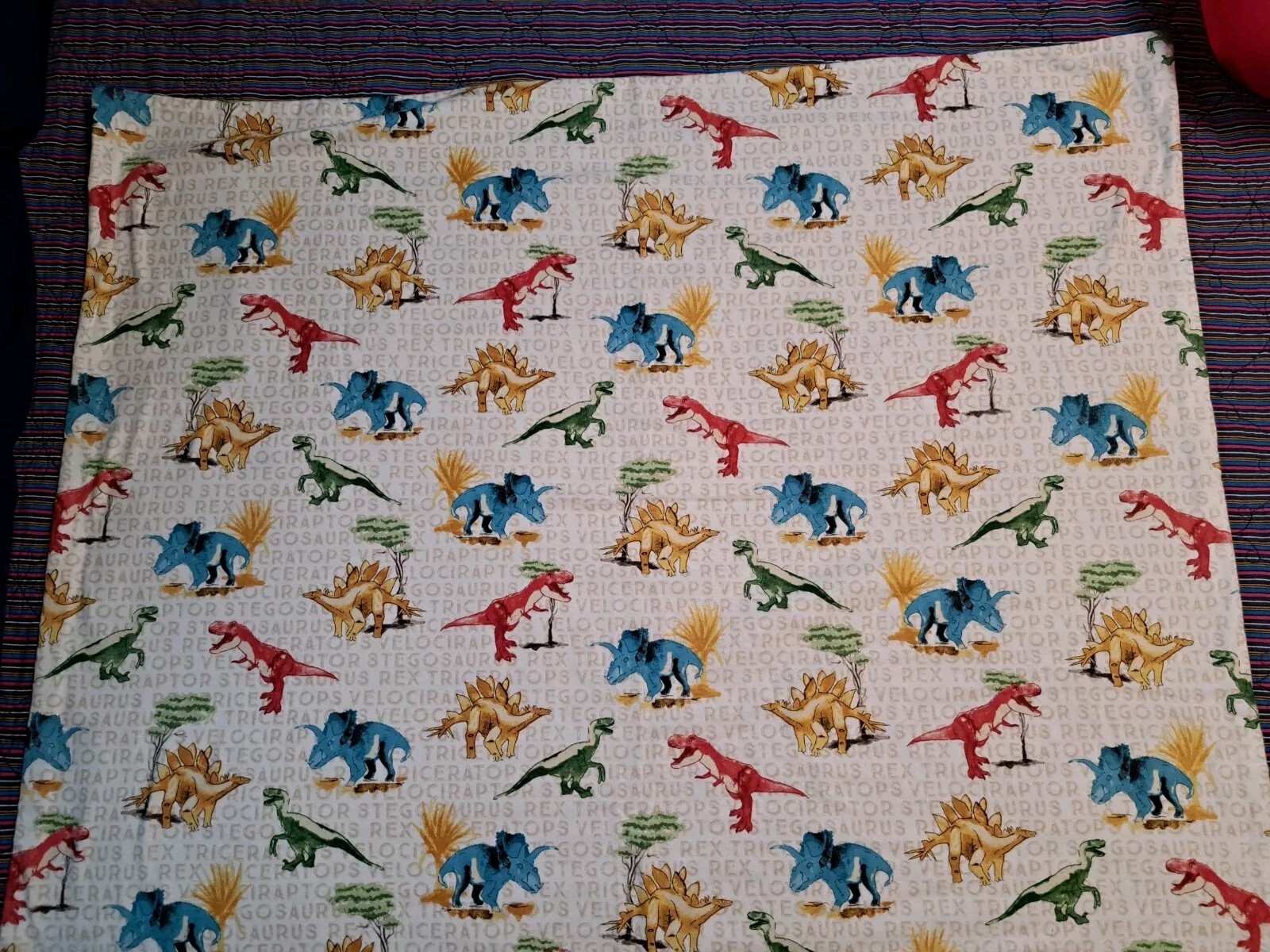 Handmade Flannel Dinosaurs Baby Blanket 41x34