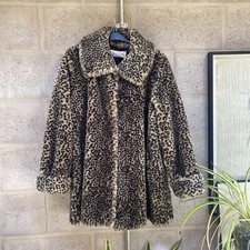 Roman Originals Faux Leopard Fur Swing Jacket Size S-m Fits Xl Winter Glam