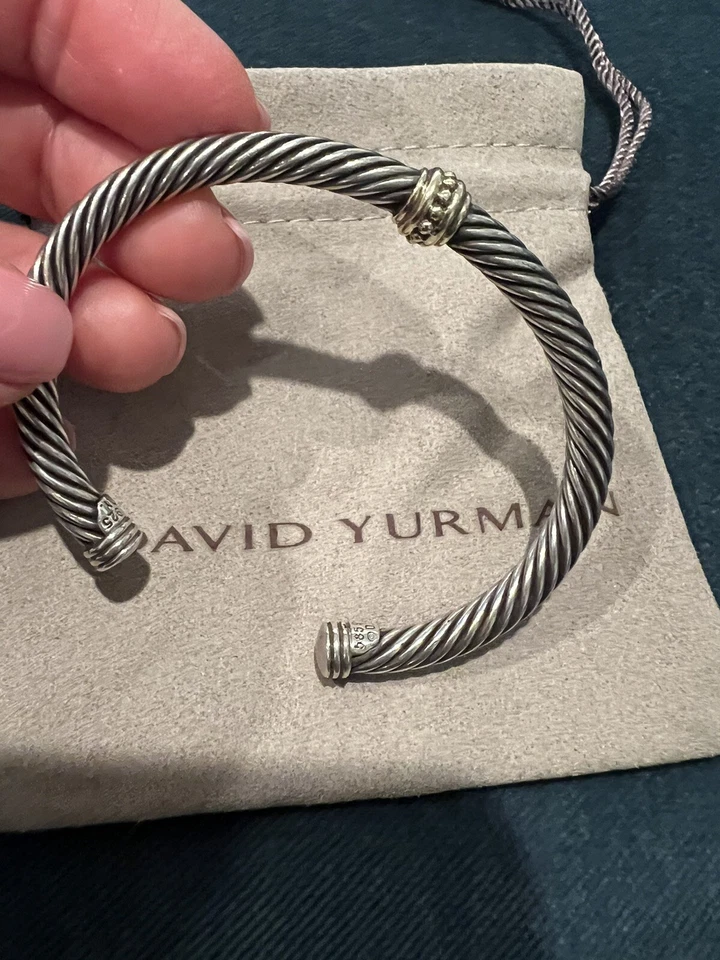 David Yurman Sterling Silver Gold Classic Cuff Bracelet - Image 2 of 4