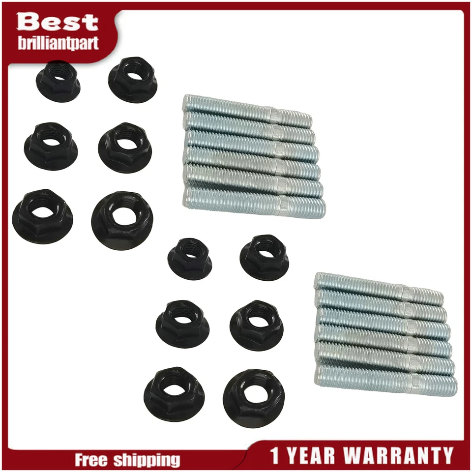 Kit de 12 pernos de brida de escape delantero + tuerca para Suburban Savana GMC Sierra 1990-2018 Foto 3 de 4