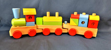 Classic Wooden Train Toddler Stacking Blocks 18-Piece Set Engine w/2 Cars