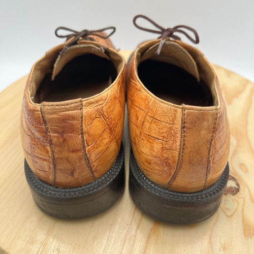 Florsheim Piel de Caimán Cuero Zapatos de Vestir Para Hombre 8 Coñac Derby Exótico - Imagen 4 de 12
