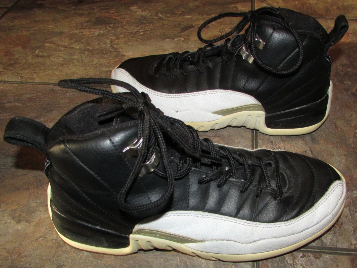 Vintage Nike Air Jordan XII 12 Original Black White Sz 6Y #153265