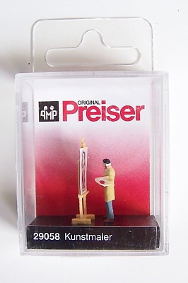HO scale Preiser 29058 PORTRAIT ARTIST w/ Easel and Work in progress 1/87 Figure