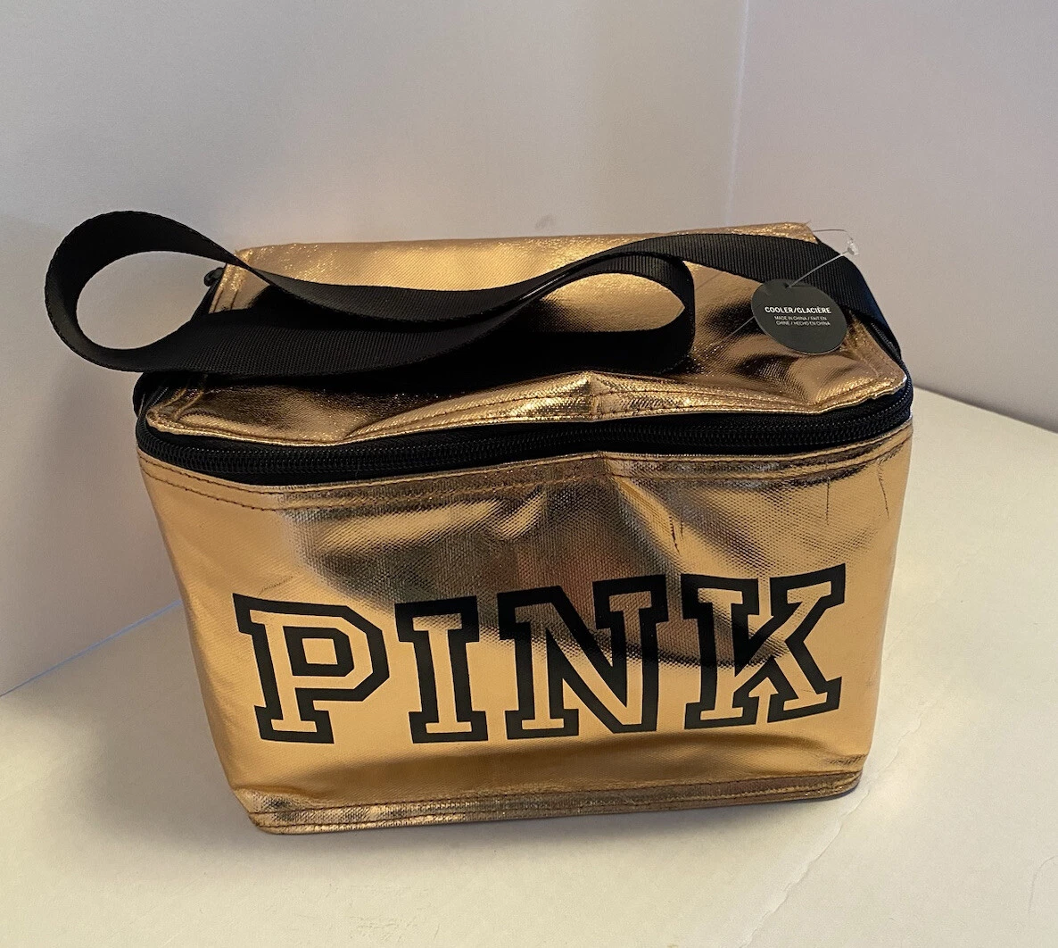 Pink By Victoria Secret Gold Mini Cooler Bag/Lunch Bag NWT