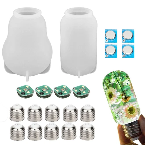 16pcs Silicone LED Light Bulb Resin Molds Chip Cover Epoxy Making Tool Mould DIY