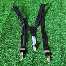 Zara Solid Black Adjustable Elastic Metal Clip Closure Granpa Style Suspender