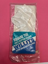 New Vintage 1 pair of Willits square toe 100 White cotton baby socks size 4