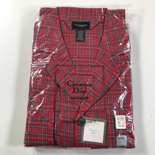 Vintage Christian Dior Monsieur Shirt Mens Large Red Blue Plaid Button Down