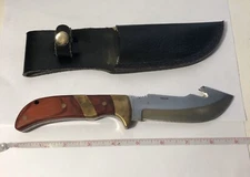 Vtg Chipaway Cultery Wood Brass Handle W/ Sheath Pakistan Hunting Skin/gutting