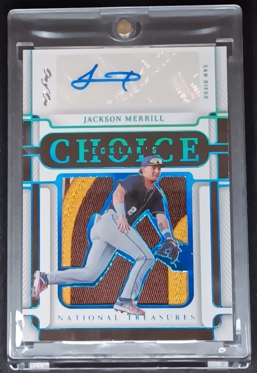 1/1 JACKSON MERRILL 2023 NATIONAL TREASURES RPA ROOKIE PATCH AUTO