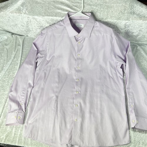 Eton Contemporary Men’s Dress Shirt 46/18 Light Purple Long Sleeve Button Up