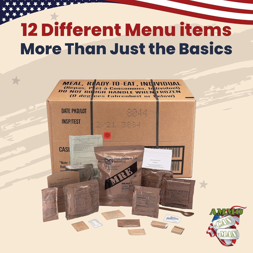 Sopakco 12ct US Military Surplus MRE Meals Ready to Eat 2021 12 Menus 1