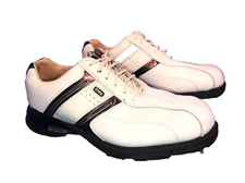 Etonic Mens Soft Spike Golf Shoes 7W White Black Leather EM9107-14 Worn Once