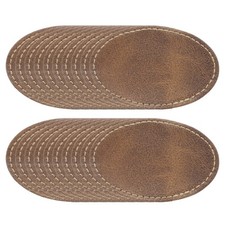 Blank Leatherette Patches, 3x2 Inch Faux Leather Hats Patches Brown, Pack of 60