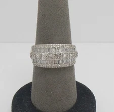 1CT Natural Diamond Anniversary Cluster Cocktail Band Ring 10K White Gold