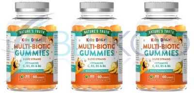 Nature's Truth Multibiotikum 3 lebende Sorten + Vit C B3 B5 B6 60 Gummis (3er Pack)