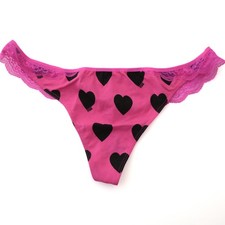 NEW Victoria's Secret VTG 2010s PINK Lace Cotton Low Rise Thong Panties LARGE