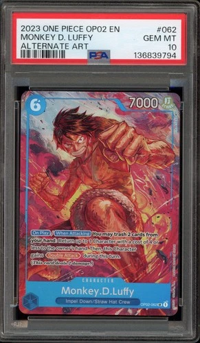 One Piece CCG Monkey.D.Luffy Alternate Art OP02-062 PSA 10 Gem Mint