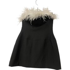 Zara Womens Mini Dress Large Black Feathers Strapless Whimsigoth 4772/226 NWT