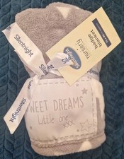 Silentnight Grey Fleece Blanket White Stars SWEET DREAMS Little one B M New