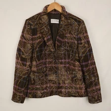 Vintage Horst Basler Womens Jacket Blazer 38" Brown Paisley Check Wool Mix