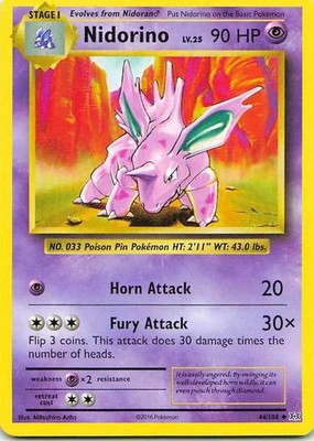 Nidorino 44/108 Evolutions Uncommon NM Pokemon TCG